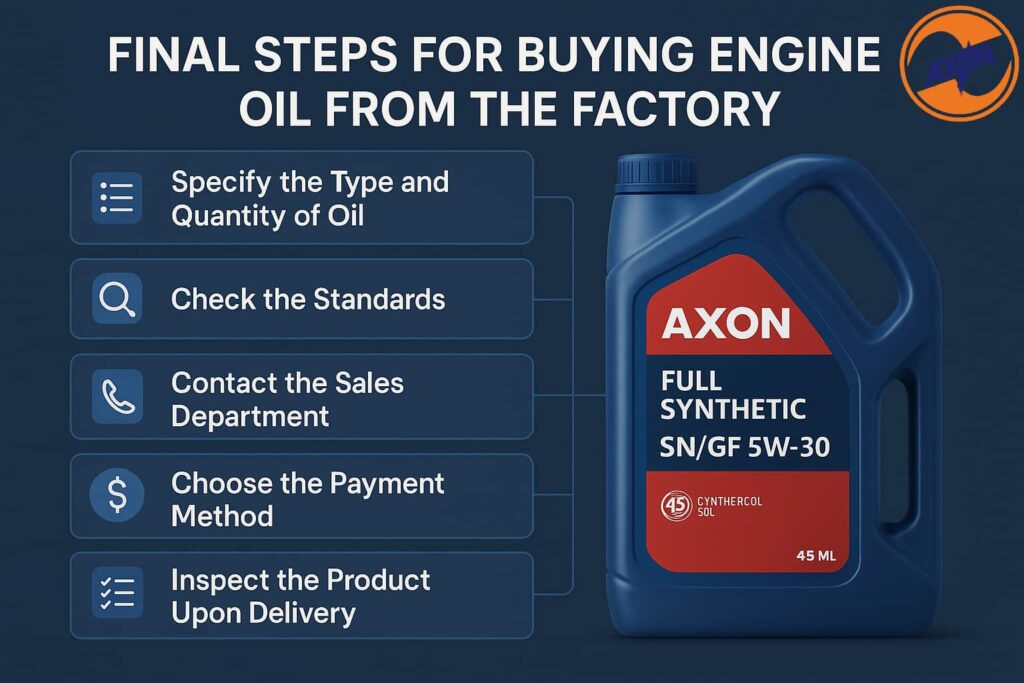 مراحل نهایی برای خرید روغن موتور از کارخانه